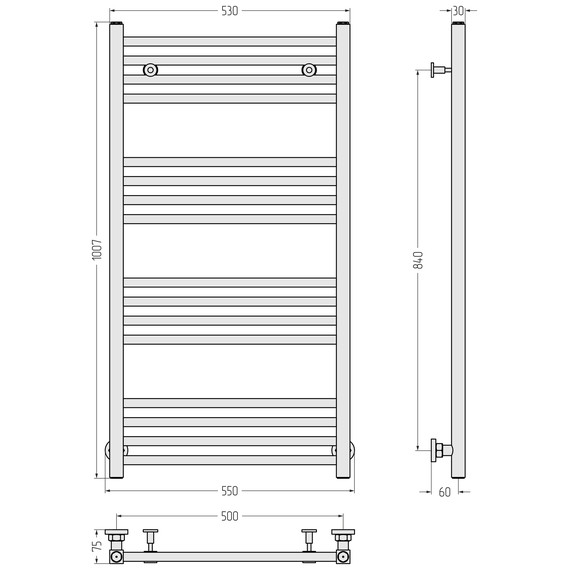 Полотенцесушитель водяной Сунержа Модус П16 500x1000 мм 15-0250-1050, тёмный титан муар фото 4