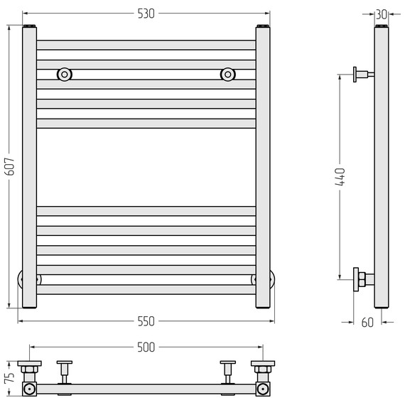 Полотенцесушитель водяной Сунержа Модус П10 500x600 мм 30-0250-6050, белый матовый фото 4