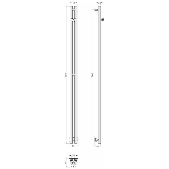Полотенцесушитель водяной Сунержа Нюанс PRO П2 50x1500 мм 05-0412-1550, состаренная бронза фото 3