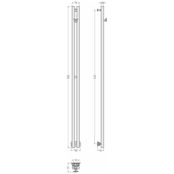 Полотенцесушитель водяной Сунержа Нюанс PRO П2 50x1500 мм 15-0412-1550, тёмный титан муар фото 3