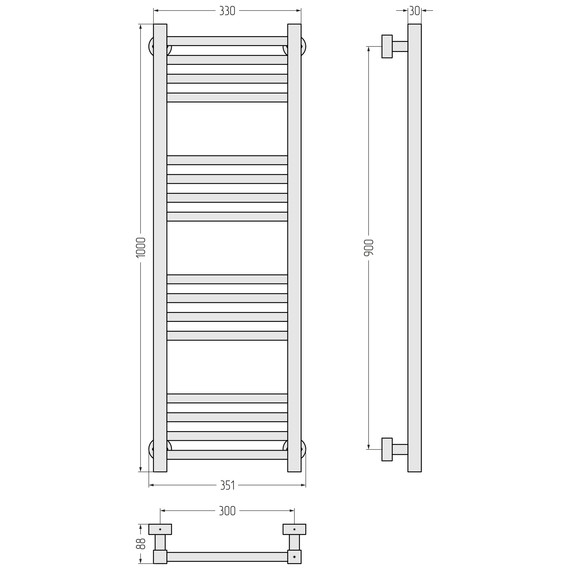 Полотенцесушитель водяной Сунержа Модус PRO П16 300x1000 мм 032-0450-1030, золото матовое фото 3