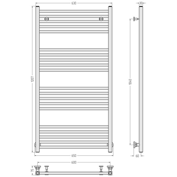 Полотенцесушитель водяной Сунержа Модус П20 600x1200 мм 051-0250-1260, состаренная латунь фото 4