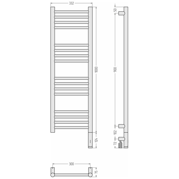 Полотенцесушитель электрический Сунержа Богема 3.1 П16 300x1120 мм (прямая перемычка) 032-6005-1030 R, золото матовое фото 4