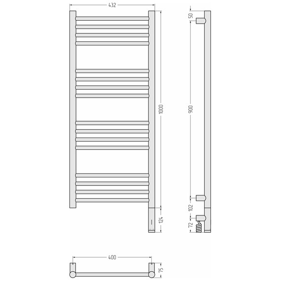 Полотенцесушитель электрический Сунержа Богема 3.1 П16 400x1120 мм (прямая перемычка) 022-6005-1040 R, шампань матовый фото 4