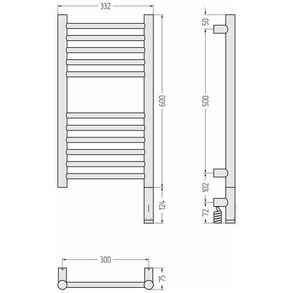 Полотенцесушитель электрический Сунержа Богема 3.1 П11 300x720 мм (прямая перемычка) 00-6005-6030 R, хром фото 4