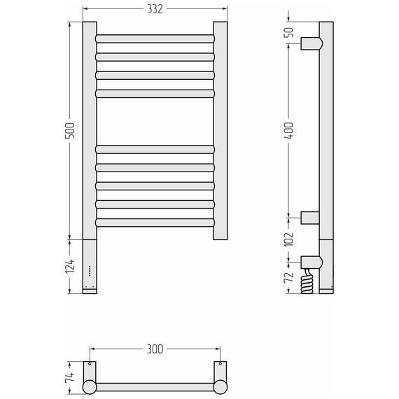 Полотенцесушитель электрический Сунержа Богема 3.1 П9 300x620 мм (прямая перемычка) 05-6004-5030 L, состаренная бронза фото 4