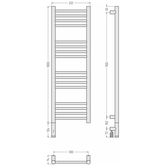 Полотенцесушитель электрический Сунержа Богема 3.1 П16 300x1120 мм (прямая перемычка) 051-6004-1030 L, состаренная латунь фото 4