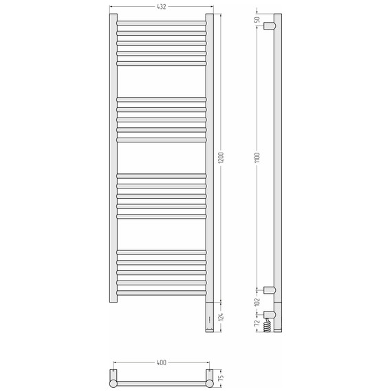 Полотенцесушитель электрический Сунержа Богема 3.1 П20 400x1320 мм (прямая перемычка) 00-6005-1240 R, хром фото 4