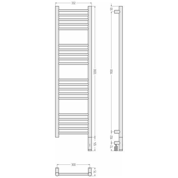 Полотенцесушитель электрический Сунержа Богема 3.1 П20 300x1320 мм (прямая перемычка) 05-6005-1230 R, состаренная бронза фото 4