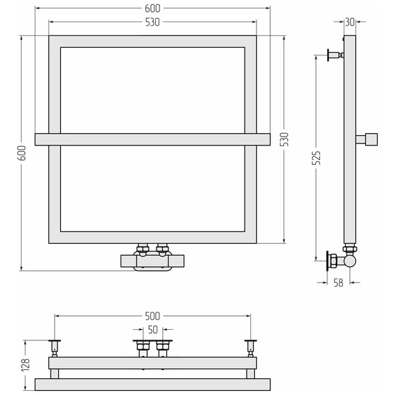 Полотенцесушитель водяной Сунержа Штиль EU50+ П3 500x600 мм 31-0256-5353, чёрный матовый фото 4