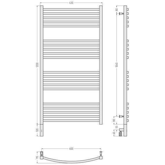 Полотенцесушитель электрический Сунержа Аркус 3.0 П20 600x1320 мм 30-5704-1260 L, белый матовый фото 4