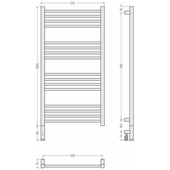Полотенцесушитель электрический Сунержа Богема 3.1 П16 500x1120 мм (прямая перемычка) 032-6004-1050 L, золото матовое фото 4