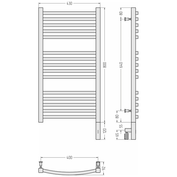 Полотенцесушитель электрический Сунержа Аркус 3.0 П15 400x920 мм 00-5705-8040 R, хром фото 4