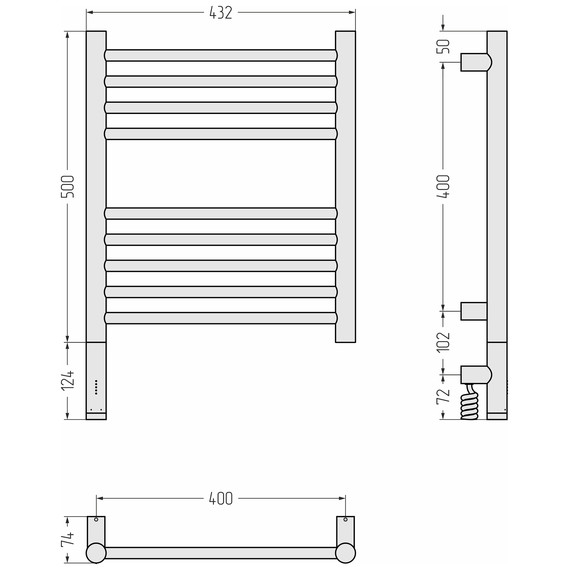 Полотенцесушитель электрический Сунержа Богема 3.1 П9 400x620 мм (прямая перемычка) 03-6004-5040 L, золото фото 4