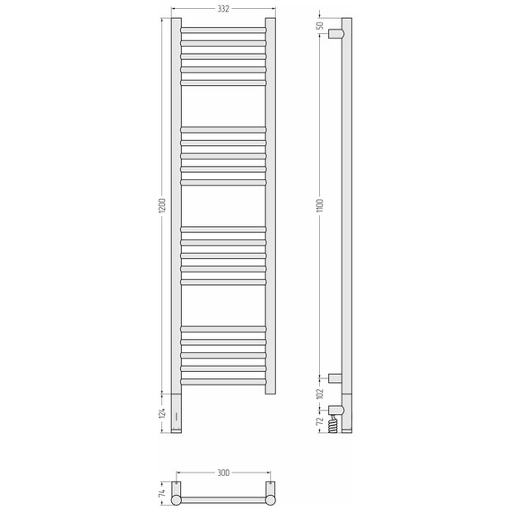 Полотенцесушитель электрический Сунержа Богема 3.1 П20 300x1320 мм (прямая перемычка) 032-6004-1230 L, золото матовое фото 4