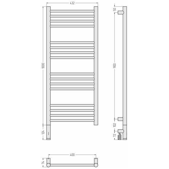 Полотенцесушитель электрический Сунержа Богема 3.1 П16 400x1120 мм (прямая перемычка) 032-6004-1040 L, золото матовое фото 4