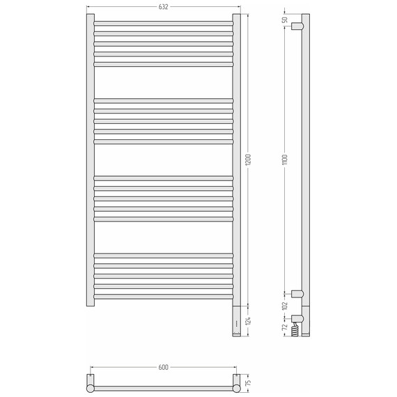 Полотенцесушитель электрический Сунержа Богема 3.1 П20 600x1320 мм (прямая перемычка) 05-6005-1260 R, состаренная бронза фото 4