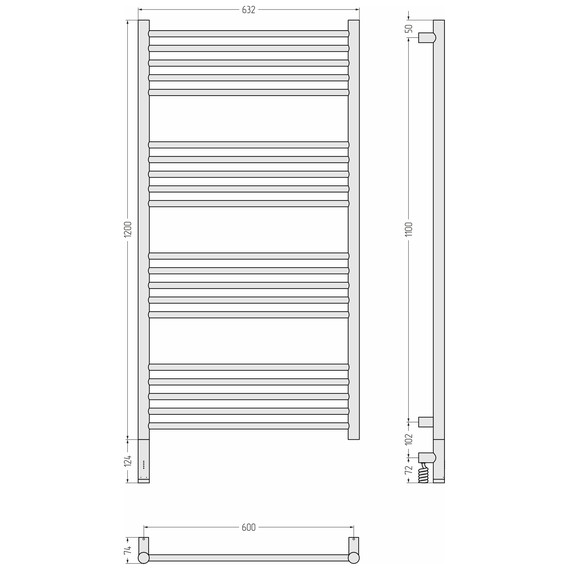 Полотенцесушитель электрический Сунержа Богема 3.1 П20 600x1320 мм (прямая перемычка) 071-6004-1260 L, сатин фото 4