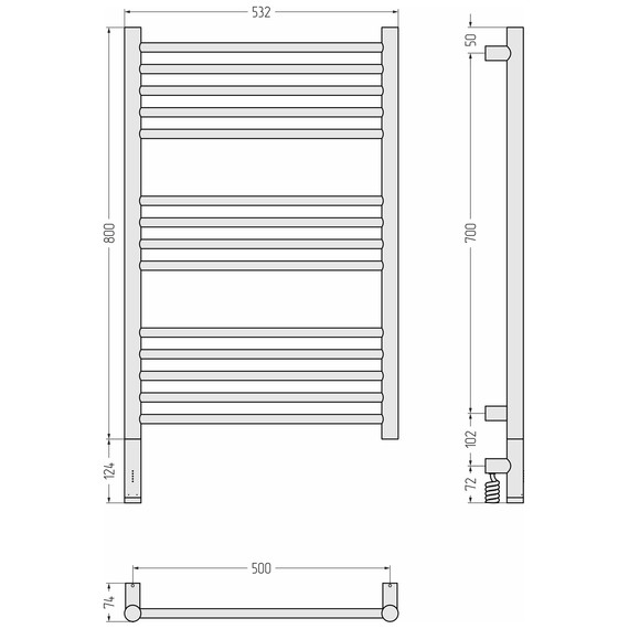 Полотенцесушитель электрический Сунержа Богема 3.1 П14 500x920 мм (прямая перемычка) 032-6004-8050 L, золото матовое фото 4