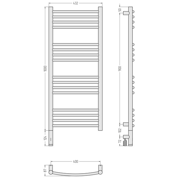 Полотенцесушитель электрический Сунержа Богема 3.1 П16 400x1120 мм (выгнутая перемычка) 022-6002-1040 L, шампань матовый фото 4