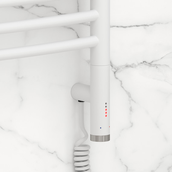 Полотенцесушитель электрический Сунержа Богема 3.1 П20 600x1320 мм (выгнутая перемычка) 30-6003-1260 R, белый матовый фото 3