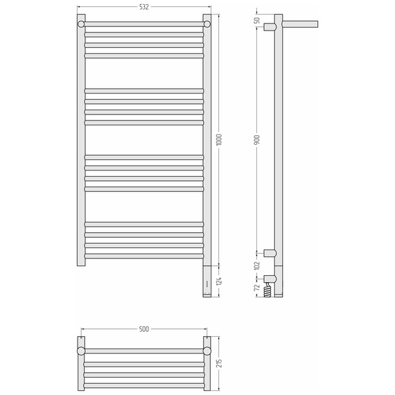 Полотенцесушитель электрический Сунержа Богема 3.1 с полкой П16 500x1120 мм 03-6007-1050 R, золото фото 4