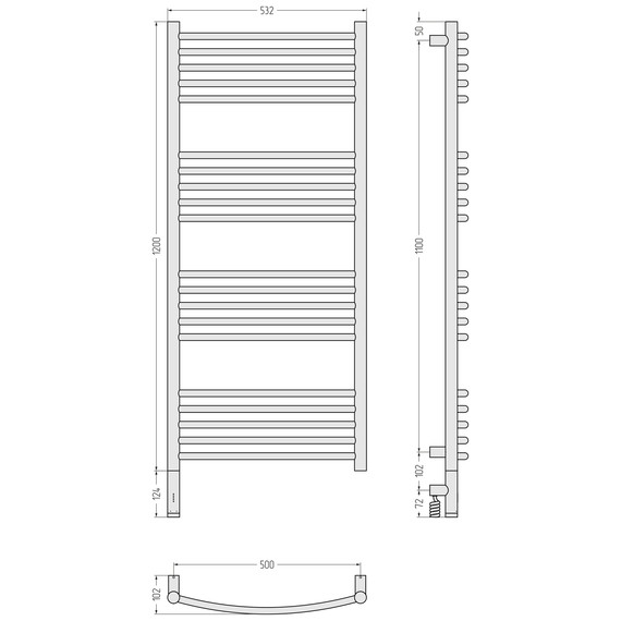 Полотенцесушитель электрический Сунержа Богема 3.1 П20 500x1320 мм (выгнутая перемычка) 05-6002-1250 L, состаренная бронза фото 4