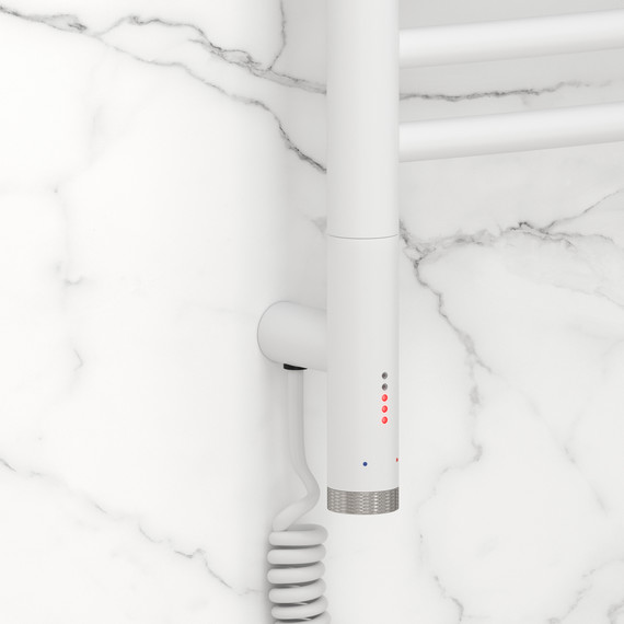 Полотенцесушитель электрический Сунержа Богема 3.1 П20 400x1320 мм (выгнутая перемычка) 30-6002-1240 L, белый матовый фото 3