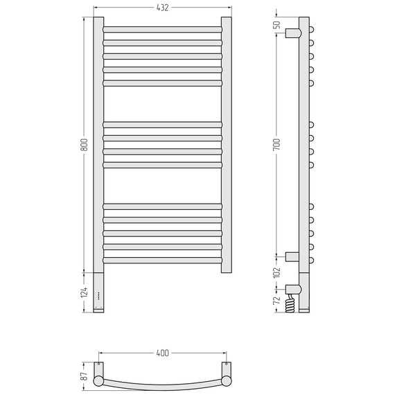 Полотенцесушитель электрический Сунержа Богема 3.1 П14 400x920 мм (выгнутая перемычка) 31-6002-8040 L, чёрный матовый фото 4