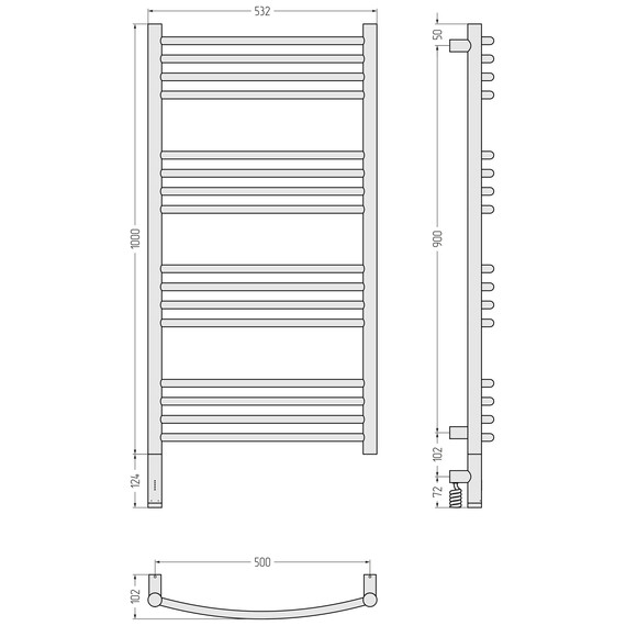 Полотенцесушитель электрический Сунержа Богема 3.1 П16 500x1120 мм (выгнутая перемычка) 00-6002-1050 L, хром фото 4