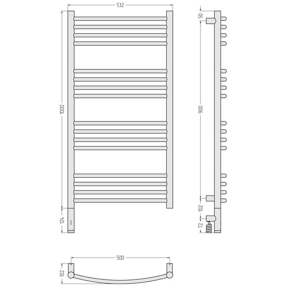 Полотенцесушитель электрический Сунержа Богема 3.1 П16 500x1120 мм (выгнутая перемычка) 071-6002-1050 L, сатин фото 4