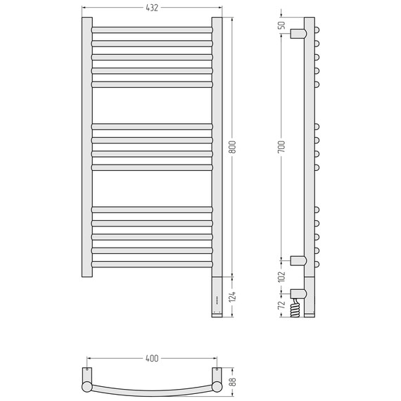 Полотенцесушитель электрический Сунержа Богема 3.1 П14 400x920 мм (выгнутая перемычка) 032-6003-8040 R, золото матовое фото 4