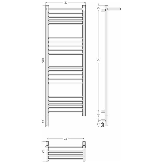 Полотенцесушитель электрический Сунержа Богема 3.1 с полкой П20 400x1320 мм 03-6006-1240 L, золото фото 4