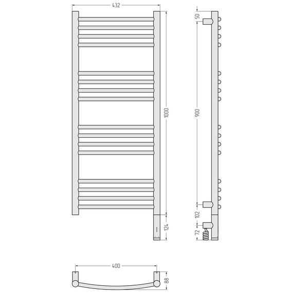 Полотенцесушитель электрический Сунержа Богема 3.1 П16 400x1120 мм (выгнутая перемычка) 051-6003-1040 R, состаренная латунь фото 4