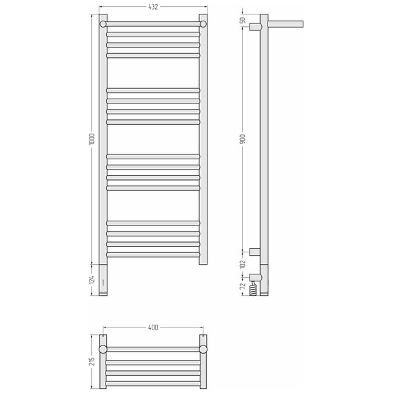 Полотенцесушитель электрический Сунержа Богема 3.1 с полкой П16 400x1120 мм 071-6006-1040 L, сатин фото 4