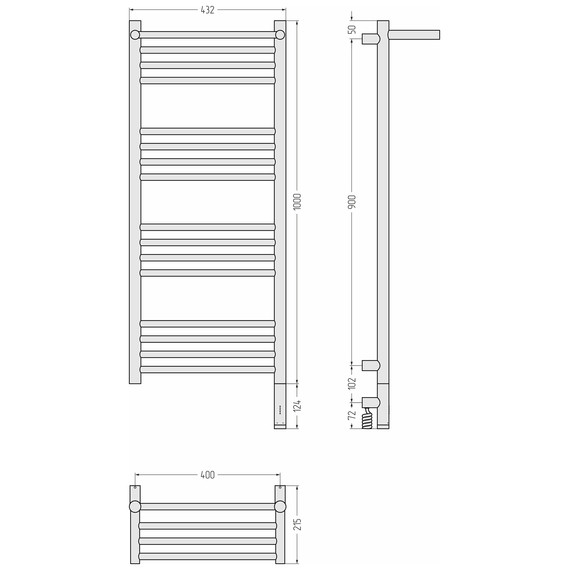 Полотенцесушитель электрический Сунержа Богема 3.1 с полкой П16 400x1120 мм 022-6007-1040 R, шампань матовый фото 4