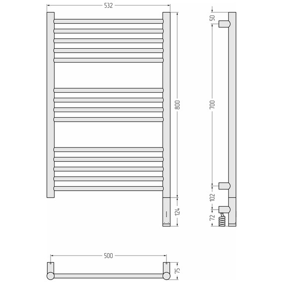Полотенцесушитель электрический Сунержа Богема 3.1 П14 500x920 мм (прямая перемычка) 020-6005-8050 R, шампань фото 4