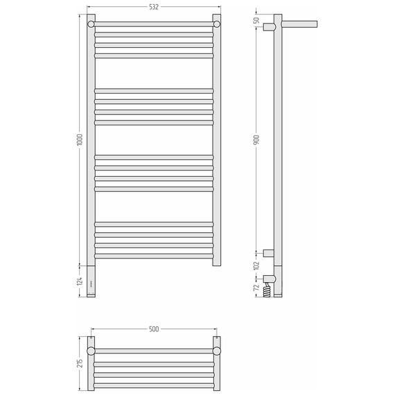 Полотенцесушитель электрический Сунержа Богема 3.1 с полкой П16 500x1120 мм 051-6006-1050 L, состаренная латунь фото 4