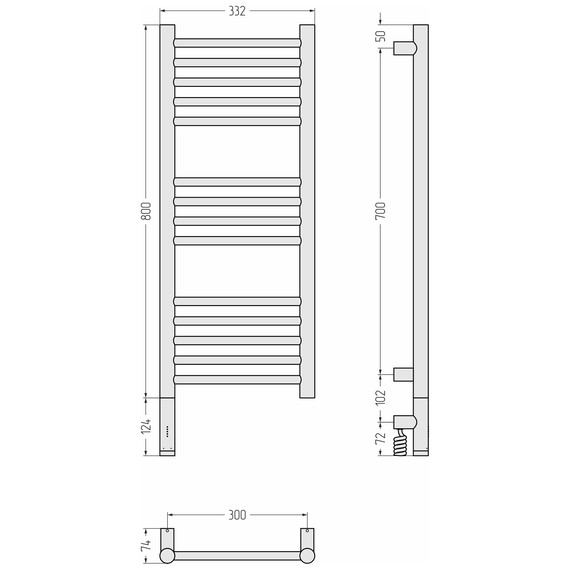 Полотенцесушитель электрический Сунержа Богема 3.1 П14 300x920 мм (прямая перемычка) 071-6004-8030 L, сатин фото 4