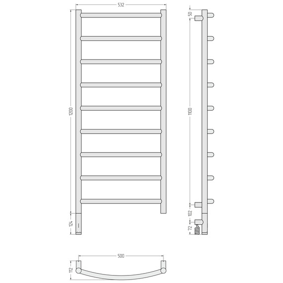 Полотенцесушитель электрический Сунержа Галант 3.1 П9 500x1320 мм 071-6000-1250 L, сатин фото 4