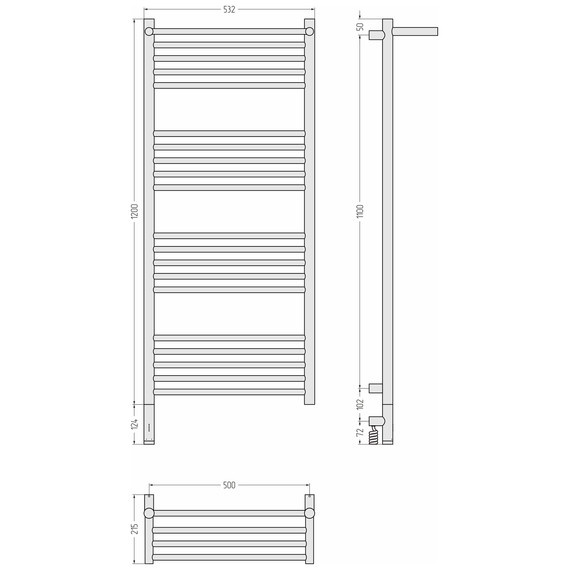 Полотенцесушитель электрический Сунержа Богема 3.1 с полкой П20 500x1320 мм 00-6006-1250 L, хром фото 4