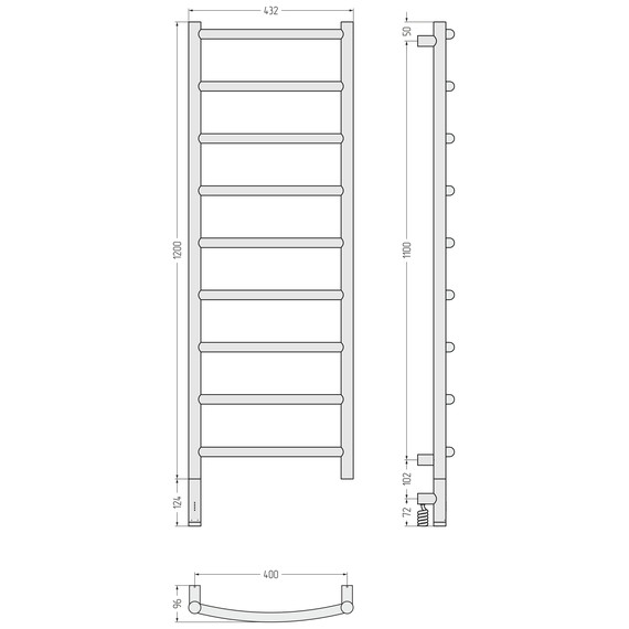 Полотенцесушитель электрический Сунержа Галант 3.1 П9 400x1320 мм 32-6000-1240 L, золотой шёлк фото 4