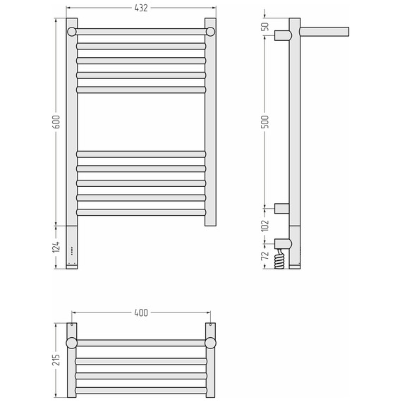 Полотенцесушитель электрический Сунержа Богема 3.1 с полкой П10 400x720 мм 32-6006-6040 L, золотой шёлк фото 4