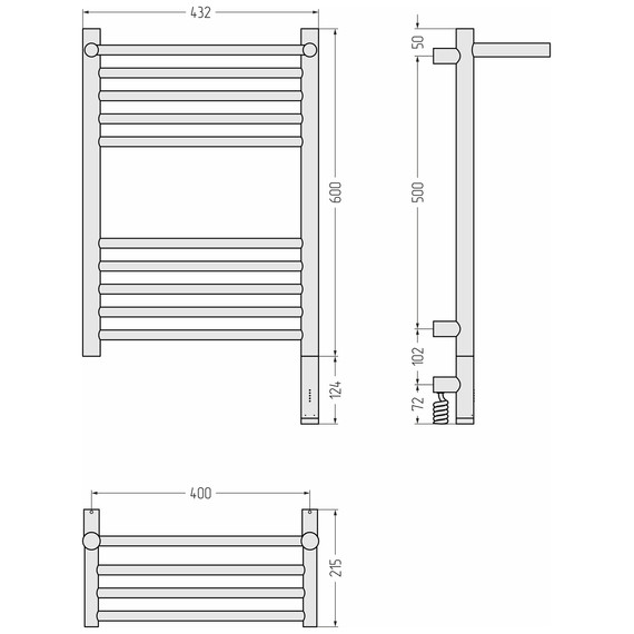 Полотенцесушитель электрический Сунержа Богема 3.1 с полкой П10 400x720 мм 00-6007-6040 R, хром фото 4