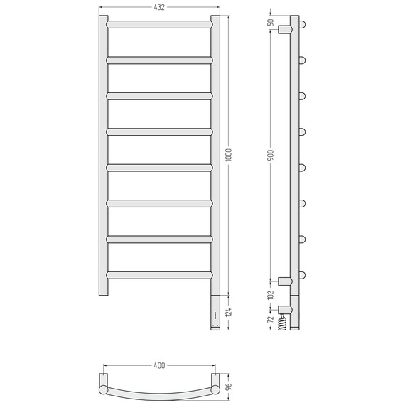 Полотенцесушитель электрический Сунержа Галант 3.1 П8 400x1120 мм 071-6001-1040 R, сатин фото 4