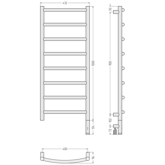Полотенцесушитель электрический Сунержа Галант 3.1 П8 400x1120 мм 03-6001-1040 R, золото фото 4