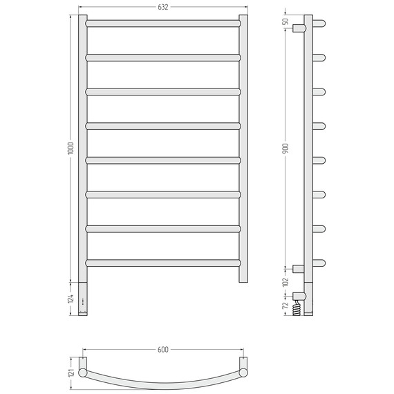 Полотенцесушитель электрический Сунержа Галант 3.1 П8 600x1120 мм 022-6000-1060 L, шампань матовый фото 4