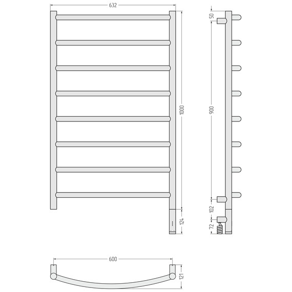 Полотенцесушитель электрический Сунержа Галант 3.1 П8 600x1120 мм 32-6001-1060 R, золотой шёлк фото 4