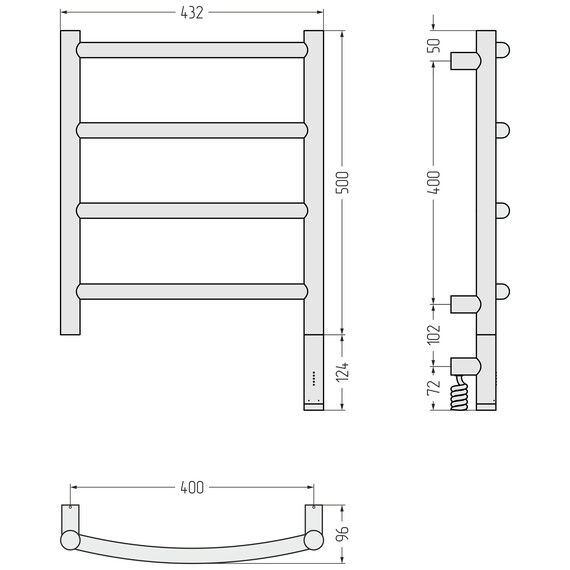 Полотенцесушитель электрический Сунержа Галант 3.1 П4 400x620 мм 00-6001-5040 R, хром фото 4