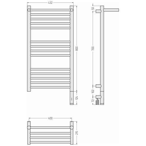 Полотенцесушитель электрический Сунержа Богема 3.1 с полкой П14 400x920 мм 03-6007-8040 R, золото фото 4